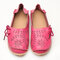Chaussures Respirantes Plates Style Lacé Ballerines Souples En Cuir Taille Grande - Rose