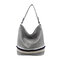 Women PU Leather Bucket Bag Large Capacity Tote Handbag Casual Shoulder Bag - Gray