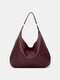 Women PU Leather Large Capacity Vintage Shoulder Bag Handbag Tote - Red