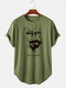 Camisetas de manga corta con estampado de letras y retrato de tinta para hombre, informales, ligeras y altas - Verde