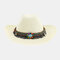 Men And Women Western Cowboy Ethnic Wind Straw Hat Outdoor Beach Hat - White