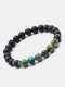 1/2 Pcs Vintage Classic Wooden Bead Frosted Natural Stone Combination Bracelet Personality Hand Braided Bracelet - #04