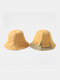 Unisex Cotton Patchwork Contrast Color Double-sided Wearable Bucket Hat - Yellow