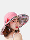 Women Cotton Double-sided Wear Bowknot Flower Pattern Printing Sun Protection Bucket Hat - Pink 2