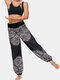 Ethnic Graphic Print Elastic Waist Yoga Bloomers Pants - Black#4