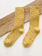 5 Pairs Women Acrylic Thick Thread Mixed Color Jacquard Vintage Warmth Socks - Yellow