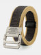 110/125 CM Men Canvas Striped Lettering Alloy Double-ring Buckle Punch-free Casual Belt - Khaki Royal Blue