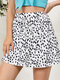 Leopard Print Drawstring Waist A-Line Mini Skirt - White