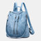 Women Anti-theft Shoulder Bag Solid Backpack - Blue
