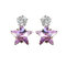 Simple Star Stud Earrings Dazzling Cubic Zirconia Star Crystal Piercing Earrings for Women - Purple