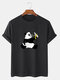 Mens Cartoon Banana Panda Print 100% Cotton Casual Short Sleeve T-Shirt - Black
