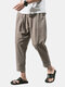 Mens Spring Cotton Breathable Solid Color Casual Soft Long Trousers Leisure Pants - Gray