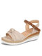 Women Casual Summer Vacation Espadrilles Wedges Sandals - Beige