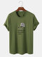 Mens 100% Cotton Rose & Slogant Print Crew Neck Short Sleeve T-Shirt - Dark Green