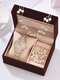 4 Pcs Combination Women Watch Set Full Diamond Round Watch Pearl Bracelet Earrings Necklace Gift Kit - Gold