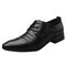Men Classic Pure Color Pointed Toe Lace Up Business Formal Shoes - Black