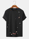 Mens Space Element Print O-Neck 100% Cotton Short Sleeve T-Shirt - Black