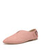 Women Retro Pointed Toe Synthetic Suede Front V-Cut Comfy Slip On Casual Flat Shoes - Pink