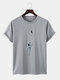 Mens Planet Astronaut Print Crew Neck Short Sleeve T-Shirts - Gray