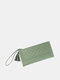 PU cuero elegante gran capacidad cintura paquete Mulit tarjeta Zip muñequera cartera - Verde