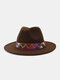 JASSY Men's Felt Fashion Outdoor Casual Sunshade Flat Brim Hat Fedora Hat Bucket Hat - #13