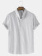 Mens Cotton Basic Vertical Stripes Print Light Casual Short Sleeve Shirts - Navy