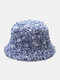 Unisex Lambswool Colorful Tie-dye Outdoor Cold Protection Bucket Hat - Blue