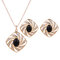 Elegant Jewelry Set Rhinestone Pearl Windmill Earrings Necklace Set - Black