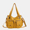 Women Hardware Multi-pockets Soft Leather Shoulder Bag  - Yellow