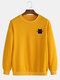 Mens Cute Black Cat Solid Color Simple Casual Pullover Sweatshirts - Yellow