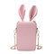 Women Cute Cartoon Rabbit Ear Chain Phone Bag Square Bag Bucket Bag Shoulder Bag - Pink