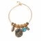 Vintage Dangle Bracelet Leaf Oval Tree Plant Blue Turquoise Charm Bracelets Ethnic Jewelry for Women - Gold