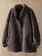 Cuello alto de lana de color sólido Plus Talla Abrigo - café