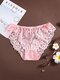 Women Thin Flower Pattern Comfy Lace Sexy Panties - Pink