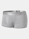 Mens Solid Seamless Breathable Logo Waistband U Convex Boxer Briefs - Gray