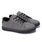 Men Synthetic Leather Pure Color Lace Up Trainers Casual Shoes - Dark Grey