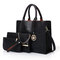Women Vintage 3PCS Handbag Shoulder Bag Card Holder Clutch Bags - Black