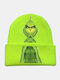 Men & Women Wool Warm Windproof Sunvisor Christmas Green Fur Monster Printing Knitted Hat Beanie - #04