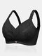 Plus Size Wireless Full Coverage Lightly Lined Lace Bra - Black