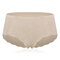 Seamless Lace Ice Silk Breathable Soft Mid Waisted Panties - Nude