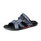 Men Microfiber Leather Camo Pattern Opened Toe Two Ways Sandals - Blue