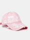 Unisex Cotton Overlay Letter Graffiti Print Adjustable All-match Sunshade Baseball Cap - Pink