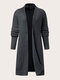 Plus Size Solid Color Open Front Long Sleeve Knitted Cardigan - Black