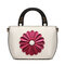 Women National PU Leather Flower Crossbody Bag Handbag - White