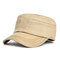Men Cotton Solid Color Flat Cap Sunshade Casual Outdoors Peaked Forward Cap Adjustable Hat - Khaki