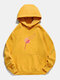 Flower Dragonfly Printed Long Sleeve Drawstring Hoodie For Women - Yellow