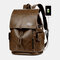 Men Waterproof Large Capacity USB Charging Earphone Hole Backpack - Dark Brown
