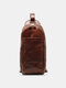 Men Vintage Anti-Theft PU Leather Crossbody Bag Chest Bag Sling Bag Hippie Bag - Coffee