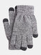 Men Color Mixing Knitted Plus Velvet Cold Proof Warmth Touch Screen Full-finger Gloves - Black White