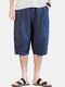 Mens Solid Color Breathable & Thin Elastic Drawstring Casual Light Shorts - Navy Blue